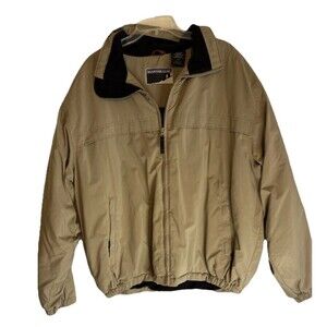 mens Mountain Club khaki jacket XL inside phone pocket warm black fleece inside
